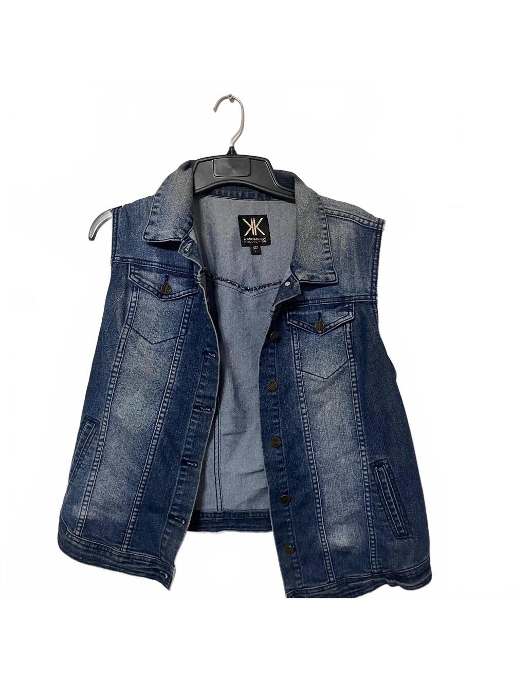 Kardashian Collection Glam Edgy Y2K Casual Chic 2010's Women's Denim Vest Large